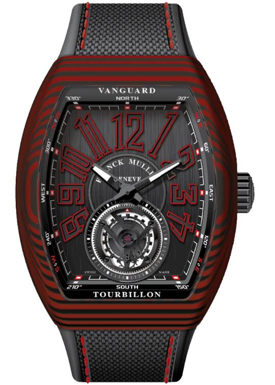 Best FRANCK MULLER Vanguard Tourbillon Red Black Carbon Case V 45 T CARRG (NR) (NR. NR RGE) Replica Watch